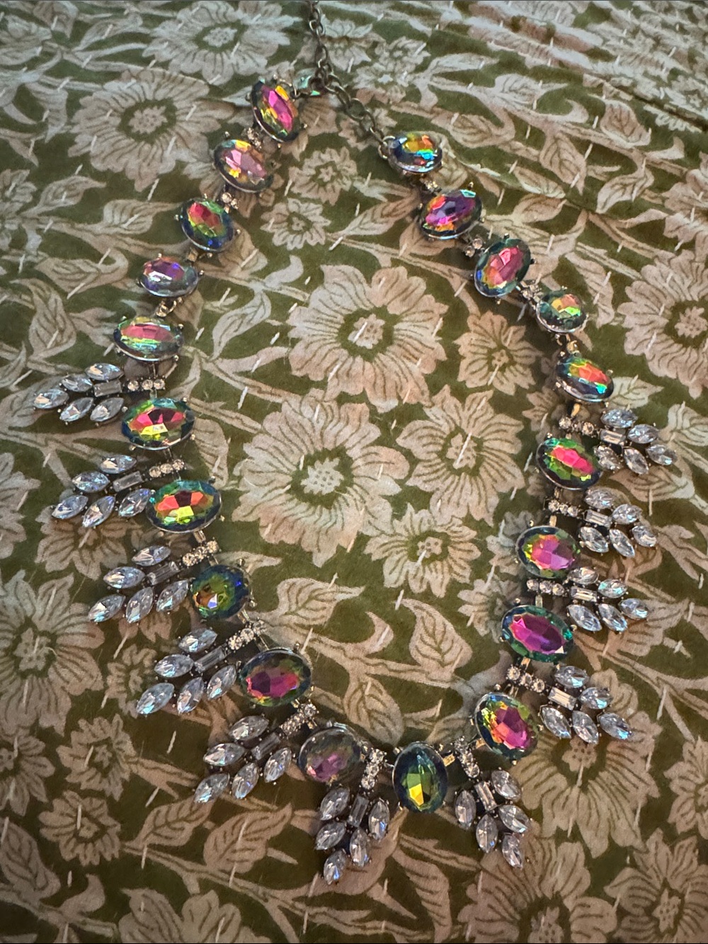 Aratta Silent Journey Iridiscent Crystal Statement Necklace - Multicolor NWOT